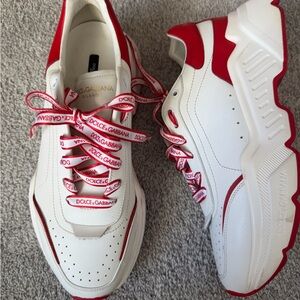 Dolce & Gabbana Red and White Athletic Shoes